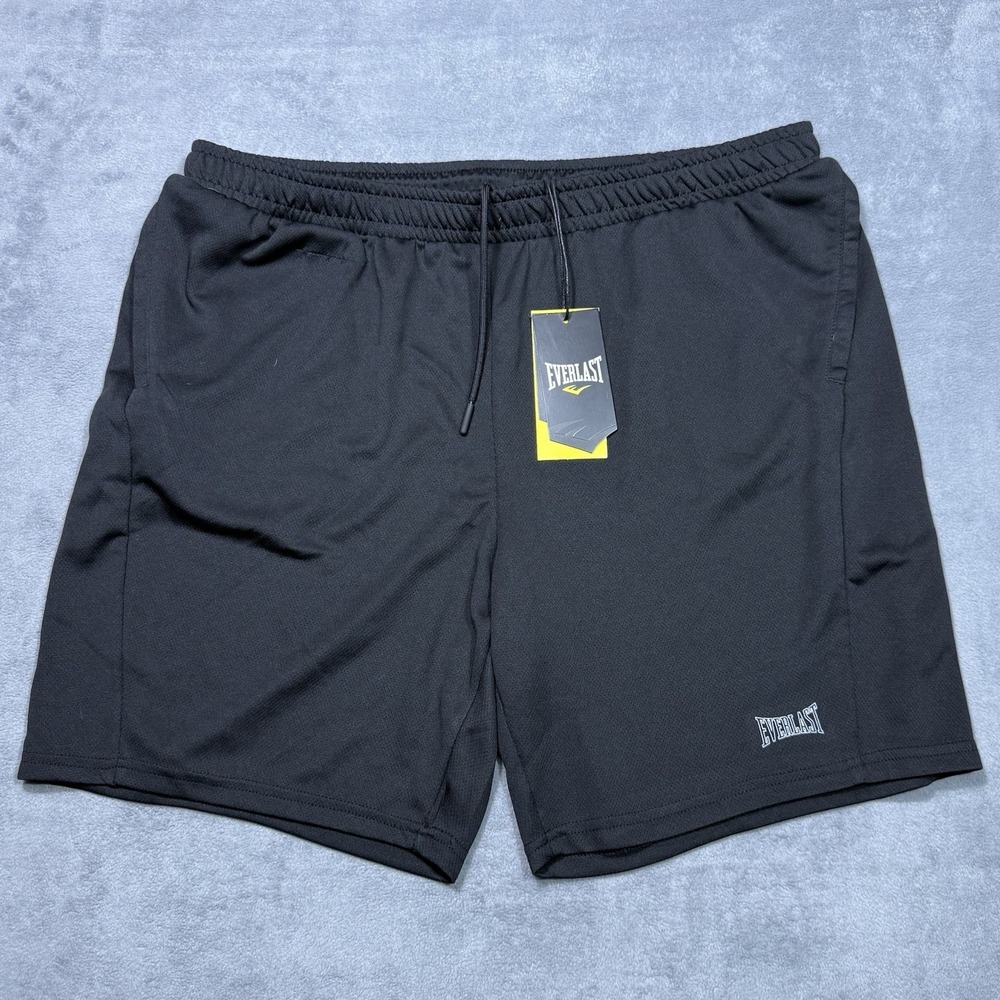 Everlast Shorts Mens 2XL XXL Black Performance Stretch Training Athletic NEW